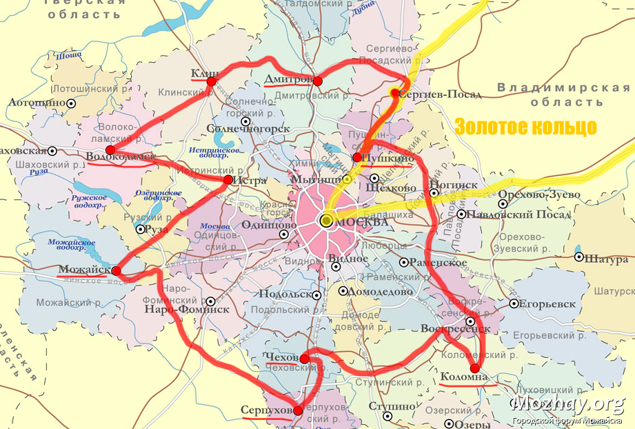Участок ближнее подмосковье. Губернское кольцо Подмосковья. Карта Подмосковья золотое кольцо.